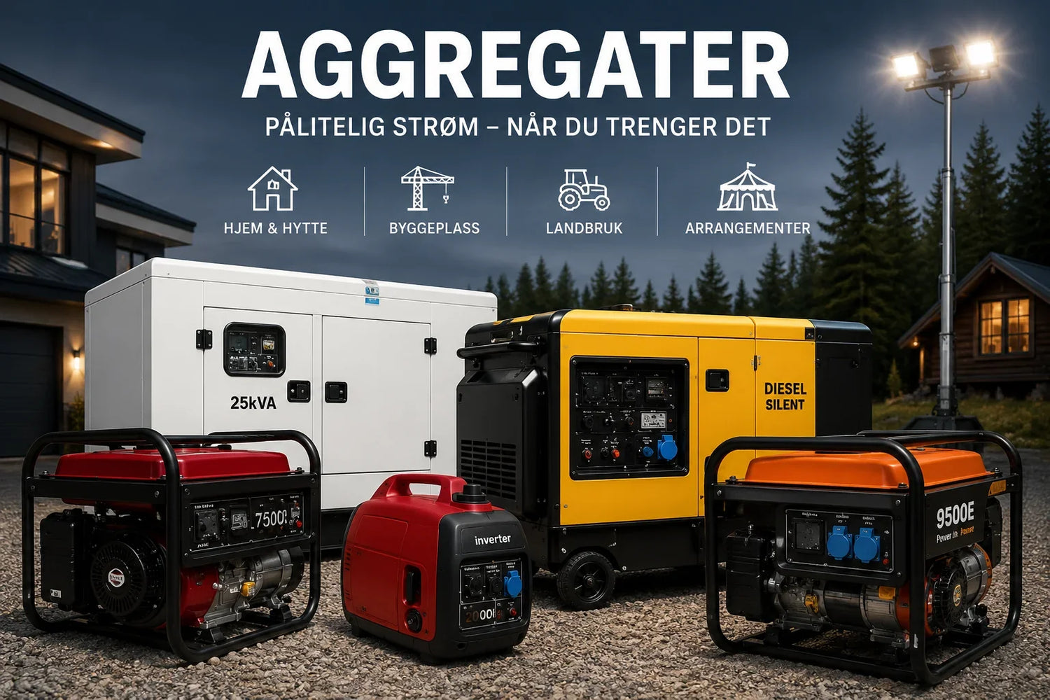 🔌Aggregater     -   Sikker og stabil strømforsyning – alltid klar når du trenger den Robust kraft for hjem, arbeid og beredskap