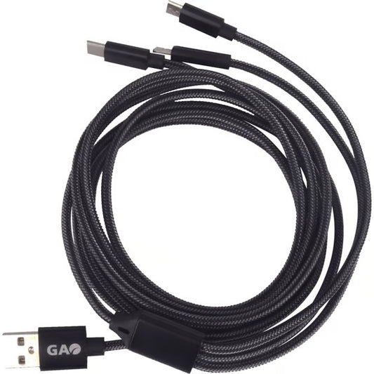 J&EL 3-i-1 Ladekabel 2 meter – Lightning, USB-C og Micro-USB